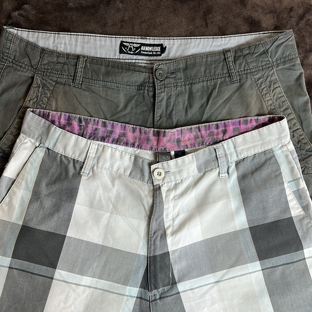BurnSide Plaid Aknowledge Drawstring Bottom Vintage Shorts